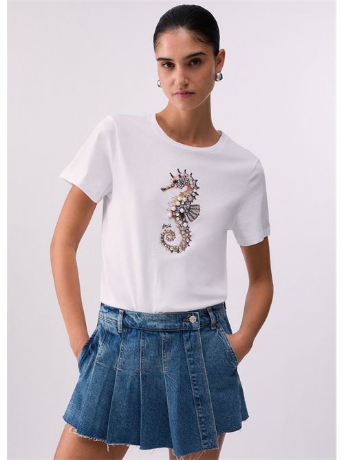 T-shirt con stampa e applicazioni LIU JO | WA6237JS923/P9778